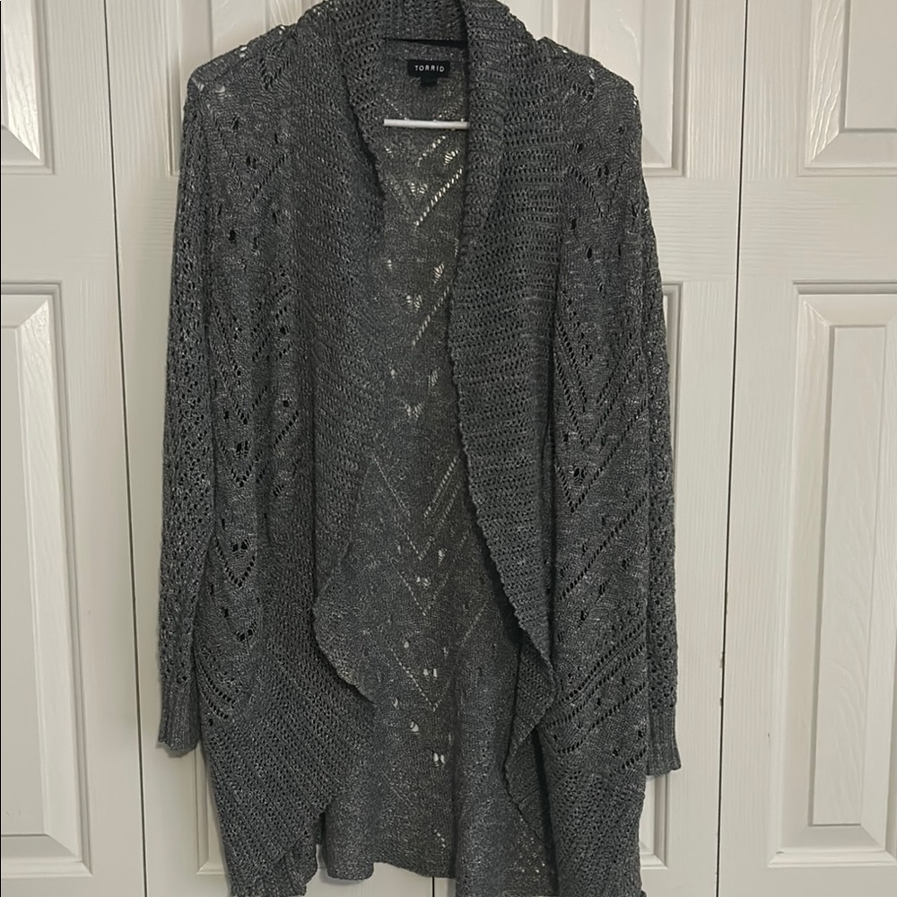 Torrid Gray Textured Knit Cardigan
